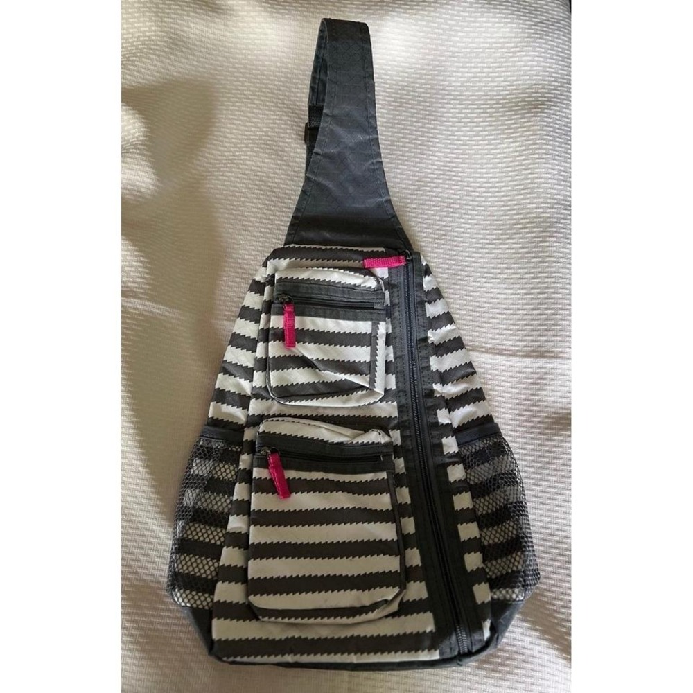Thirty-One Sling Back Bag Gray Wave